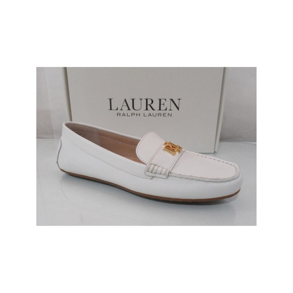 Lauren Ralph Lauren Size 7 Barnsbury Loafer Driving Moccasin Leather White